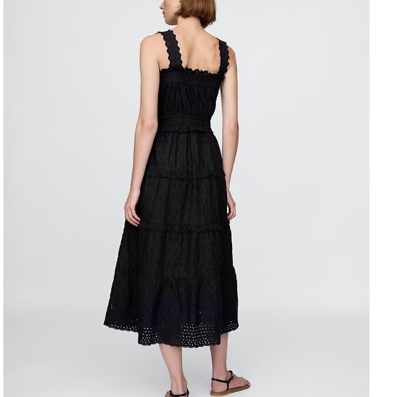 NWT Gap × DÔEN Eyelet Midi Dress Black L - Picture 4 of 6
